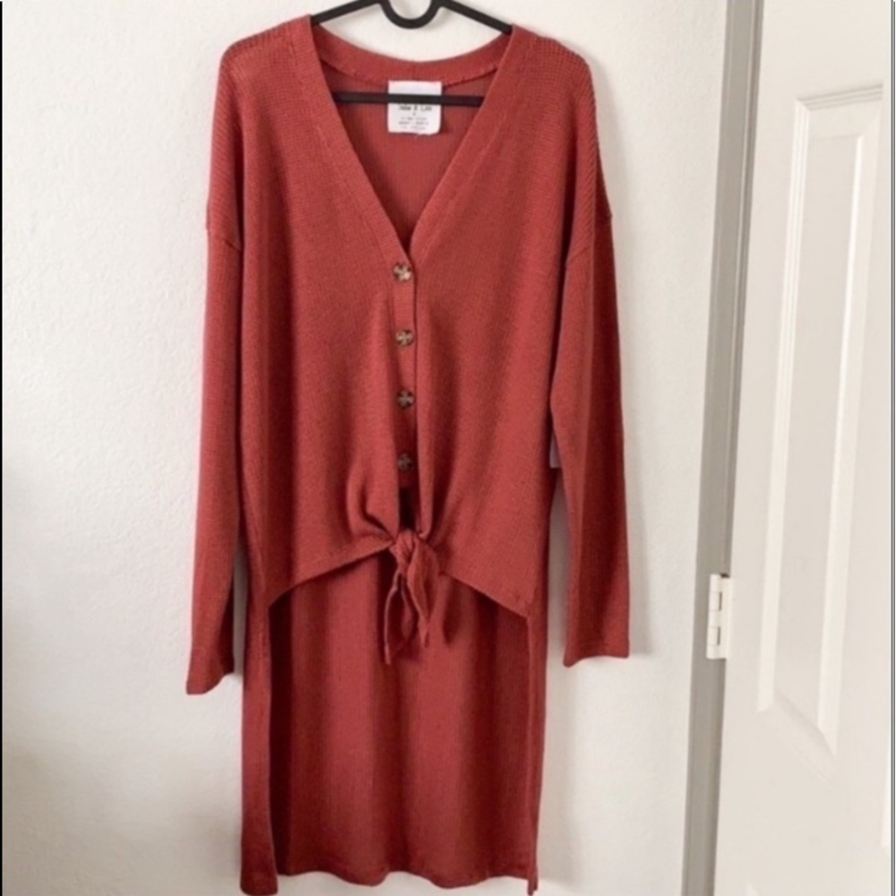 Sadie & Love Front Tie Low Back Knit Cardigan Sweater